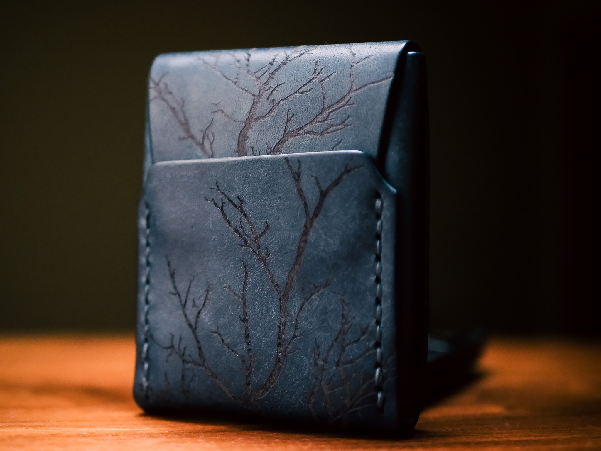 Limited Release "Dark Forest" Badalassi Pueblo Leather Flap Wallet: Slim Handmade Tuck Closure
