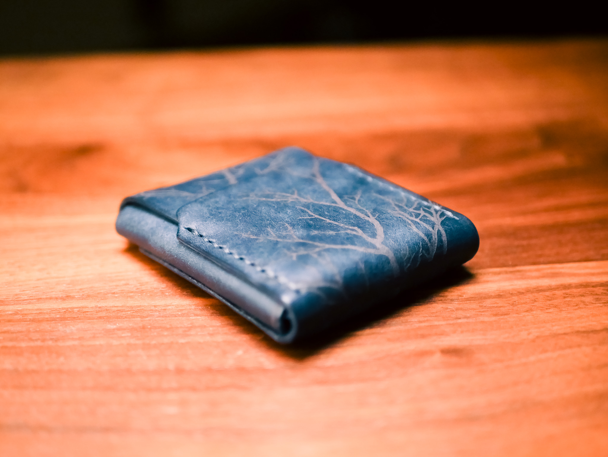 Limited Release "Dark Forest" Badalassi Pueblo Leather Flap Wallet: Slim Handmade Tuck Closure - Image 4
