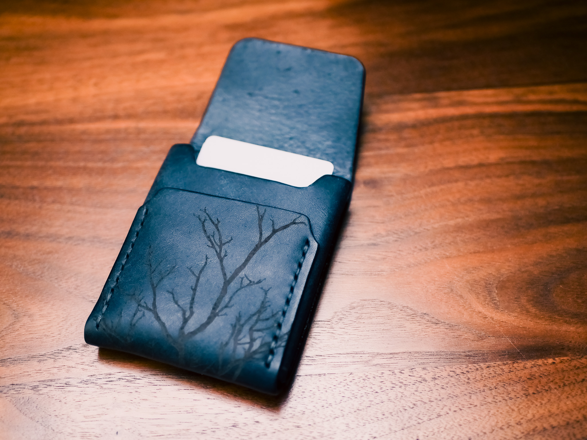 Limited Release "Dark Forest" Badalassi Pueblo Leather Flap Wallet: Slim Handmade Tuck Closure - Image 5